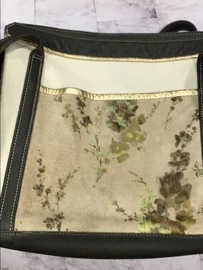 floral leather tote